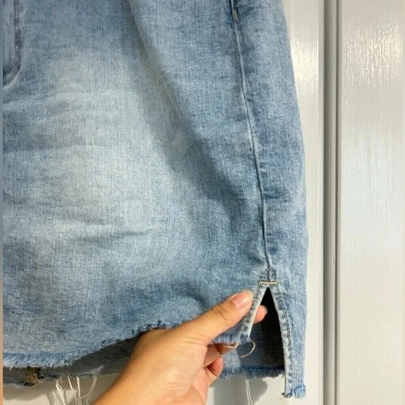 PAIGE High Rise Distressed Denim Mini Skirt Y2K Western Coastal Cowgirl size 30 - Picture 7 of 9
